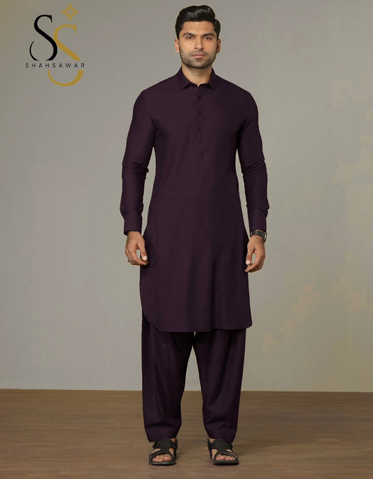 LAWRENCEPUR WHOOL DARK MEROON UNSTITCHED
